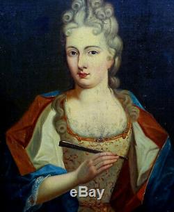 Portrait Of Woman Louis XIV Period Hst French School 19th Century
