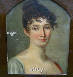 Portrait Of Woman Of Epoque I Empire 19th Century French School Hst