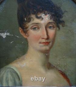 Portrait Of Woman Of Epoque I Empire 19th Century French School Hst