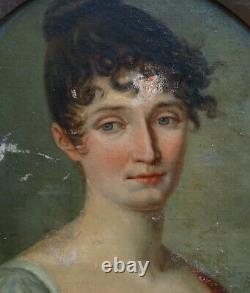 Portrait Of Woman Of Epoque I Empire 19th Century French School Hst