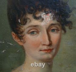 Portrait Of Woman Of Epoque I Empire 19th Century French School Hst