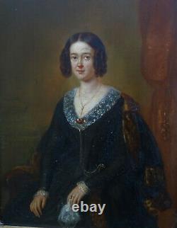 Portrait Of Woman Period Louis Philippe Ecole Française Of The 19th Oil/panel