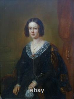 Portrait Of Woman Period Louis Philippe Ecole Française Of The 19th Oil/panel