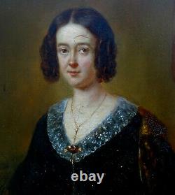 Portrait Of Woman Period Louis Philippe Ecole Française Of The 19th Oil/panel