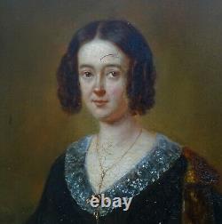 Portrait Of Woman Period Louis Philippe Ecole Française Of The 19th Oil/panel