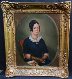 Portrait Of Woman Vintage Louis Philippe French School Of The Nineteenth Century Hst