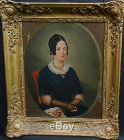 Portrait Of Woman Vintage Louis Philippe French School Of The Nineteenth Century Hst