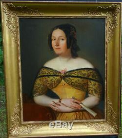 Portrait Of Woman Vintage Louis Philippe French School Of The Nineteenth Century Hst
