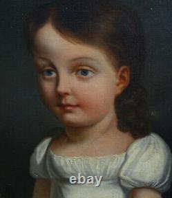 Portrait Of Young Girl Age I Empire 19th Century French School Pst