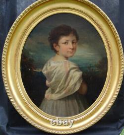 Portrait Of Young Girl Epoque Louis Philippe Second Empire H/t From The 19th Century