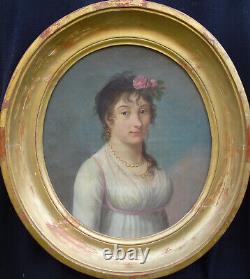 Portrait Of Young Woman Age I Empire 19th Century Oil/toile