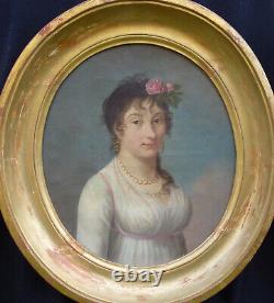 Portrait Of Young Woman Age I Empire 19th Century Oil/toile