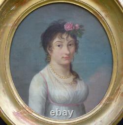 Portrait Of Young Woman Age I Empire 19th Century Oil/toile