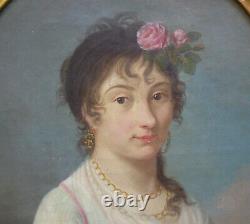 Portrait Of Young Woman Age I Empire 19th Century Oil/toile