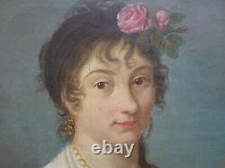 Portrait Of Young Woman Age I Empire 19th Century Oil/toile