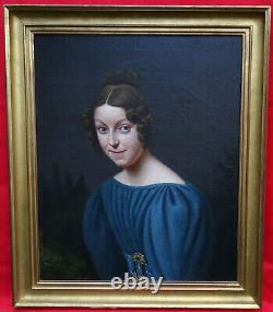 Portrait Of Young Woman From Charles X 19th Century French School Hst