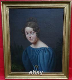 Portrait Of Young Woman From Charles X 19th Century French School Hst