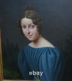 Portrait Of Young Woman From Charles X 19th Century French School Hst