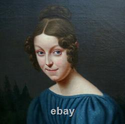 Portrait Of Young Woman From Charles X 19th Century French School Hst