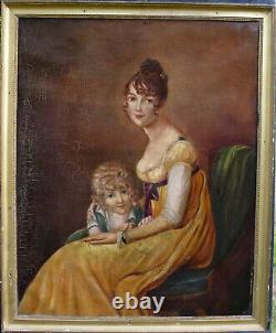 Portrait Of Young Woman Of Epoque I Empire 19th Century French School H/t