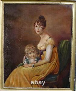 Portrait Of Young Woman Of Epoque I Empire 19th Century French School H/t