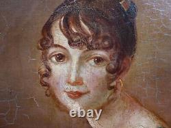 Portrait Of Young Woman Of Epoque I Empire 19th Century French School H/t