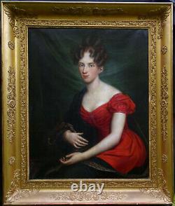 Portrait Of Young Woman Of Epoque Louis XVIII Romantic School 19th Century Pst