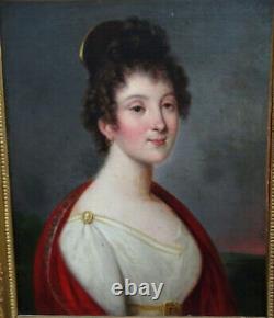 Portrait Of Young Woman Period 1st Empire French School Of The 19th Century Hst