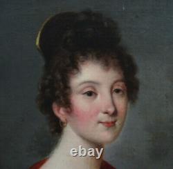 Portrait Of Young Woman Period 1st Empire French School Of The 19th Century Hst