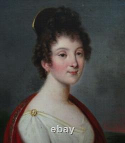 Portrait Of Young Woman Period 1st Empire French School Of The 19th Century Hst