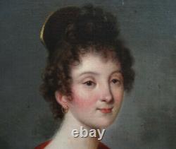 Portrait Of Young Woman Period 1st Empire French School Of The 19th Century Hst