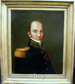 Portrait of a Man Officer Charles X Era Oil/Canvas 19th Century