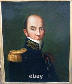 Portrait of a Man Officer Charles X Era Oil/Canvas 19th Century