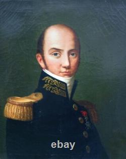 Portrait of a Man Officer Charles X Era Oil/Canvas 19th Century