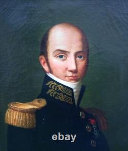 Portrait of a Man Officer Charles X Era Oil/Canvas 19th Century