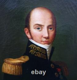 Portrait of a Man Officer Charles X Era Oil/Canvas 19th Century