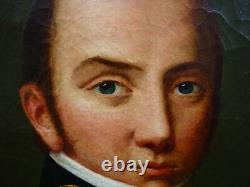 Portrait of a Man Officer Charles X Era Oil/Canvas 19th Century