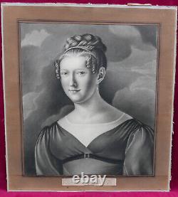Portrait of a Woman Louis XVIII Era Drawing Under Glass from the 19th Century