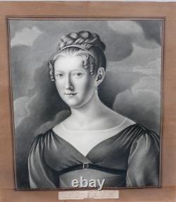 Portrait of a Woman Louis XVIII Era Drawing Under Glass from the 19th Century