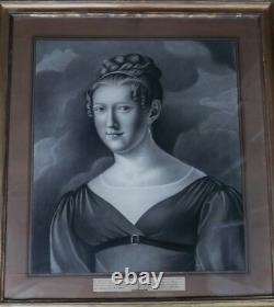 Portrait of a Woman Louis XVIII Era Drawing Under Glass from the 19th Century