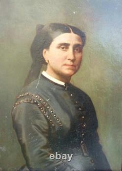 Portrait of a Woman, Napoleon III Period, Oil on Paper from the 19th Century