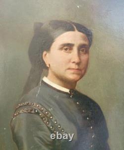 Portrait of a Woman, Napoleon III Period, Oil on Paper from the 19th Century