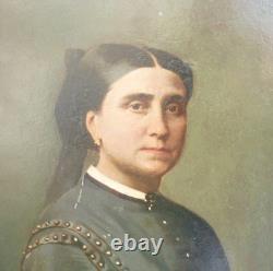 Portrait of a Woman, Napoleon III Period, Oil on Paper from the 19th Century