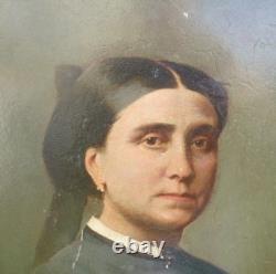 Portrait of a Woman, Napoleon III Period, Oil on Paper from the 19th Century