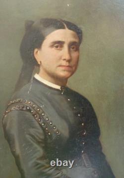 Portrait of a Woman, Napoleon III Period, Oil on Paper from the 19th Century