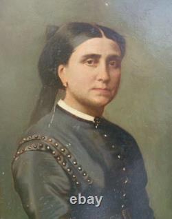Portrait of a Woman, Napoleon III Period, Oil on Paper from the 19th Century