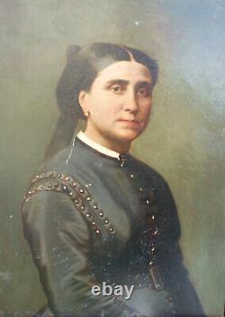 Portrait of a Woman from the Napoleon III Era, Oil/Paper from the 19th Century