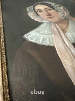 Portrait of a Woman with a Headdress Oil on Canvas 19th Century