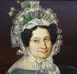 Portrait of a Woman with a Louis Philippe Era Headdress Oil/Canvas from the 19th Century