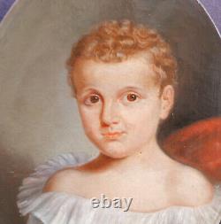 Portrait of a Young Boy from the Louis Philippe Era, Oil on Canvas, 19th Century